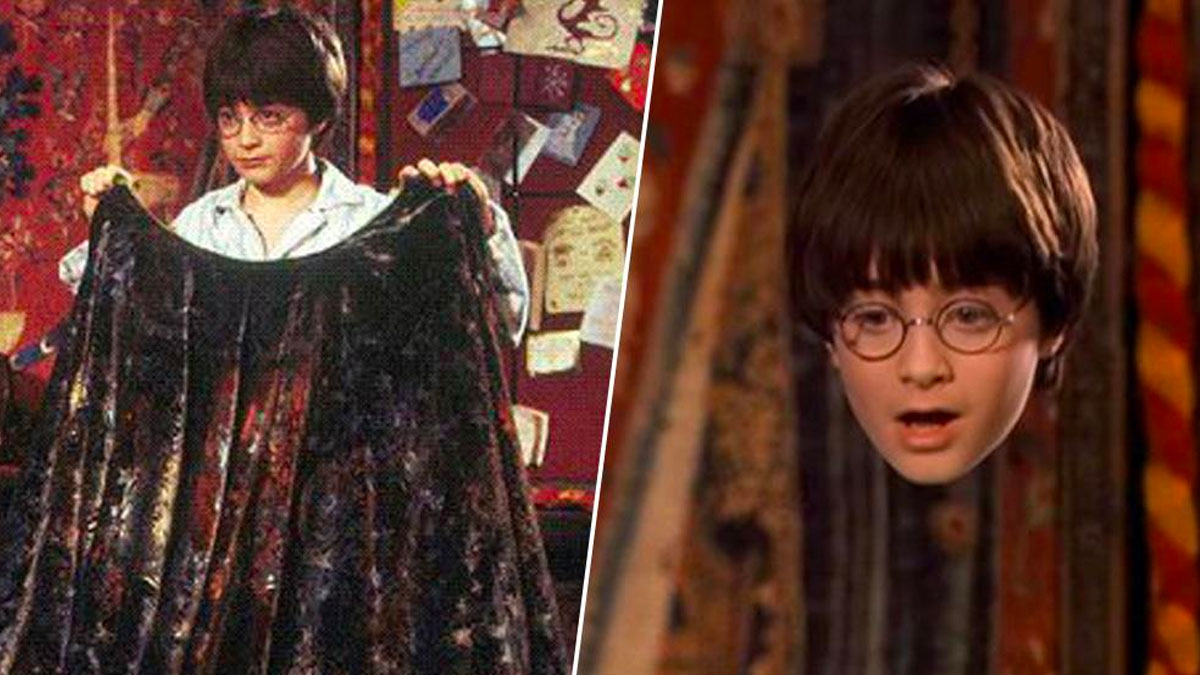 Una de las escenas más famosas de Harry Potter, la capa de invisibilidad