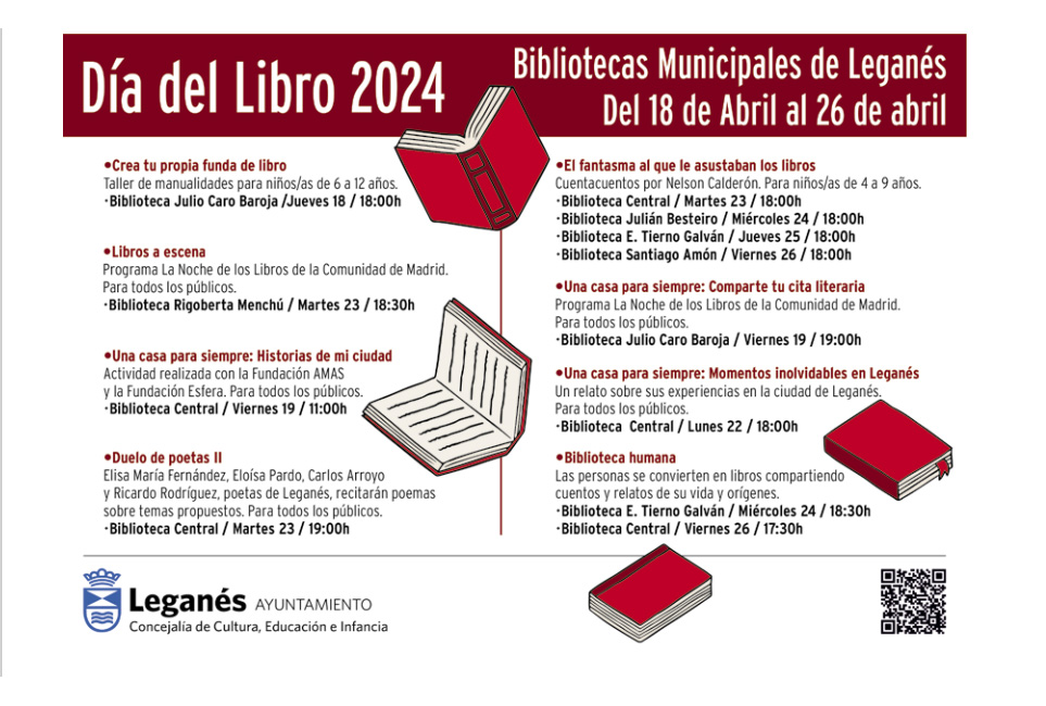 Calendario de actividades del Día del Libro en Leganés