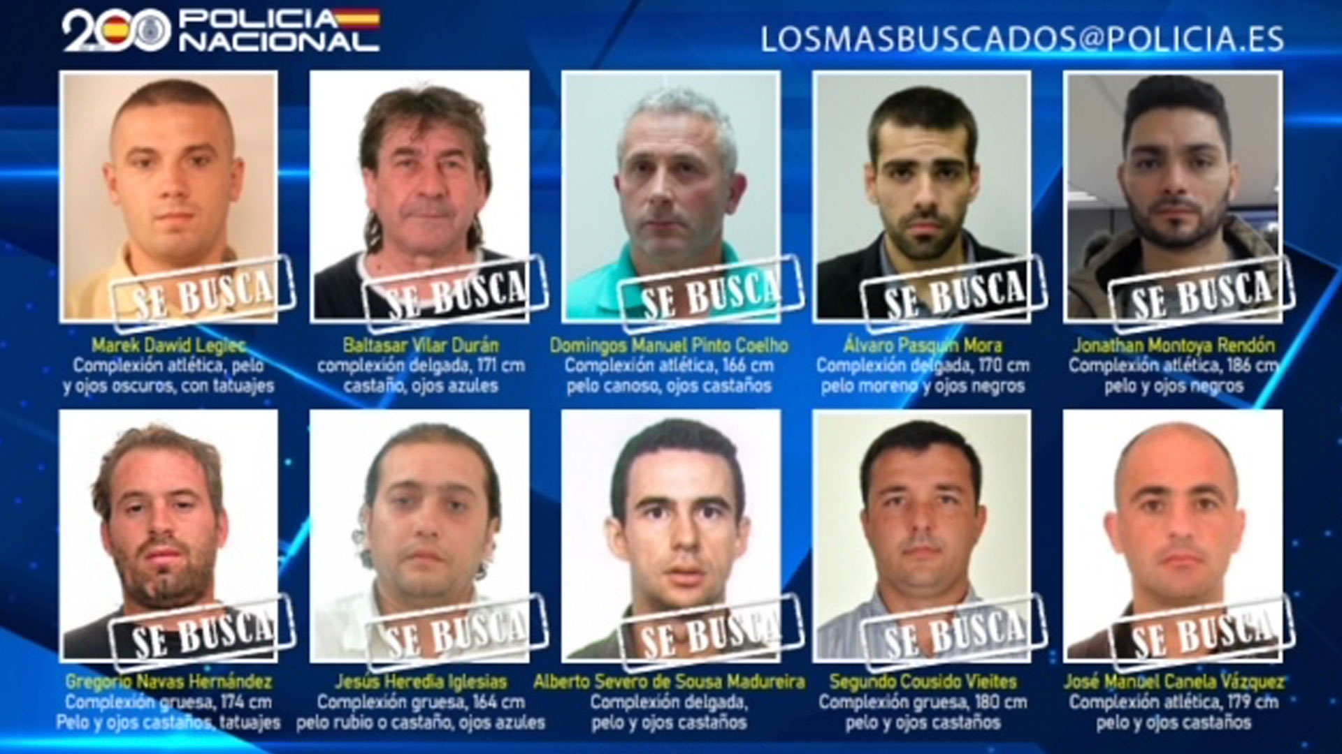 cartel de 10 fugitivos