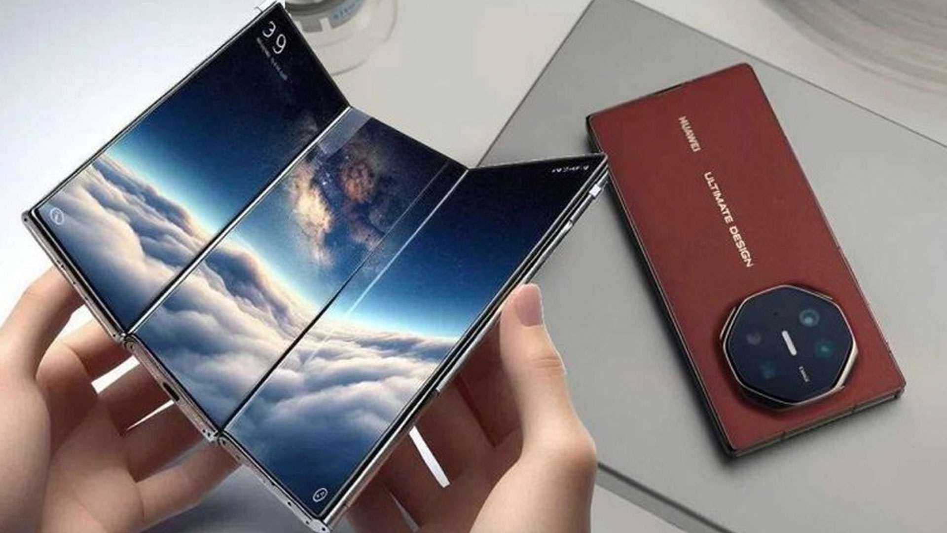 Así luce el nuevo Huawei con sus tres pliegues abiertos | Imagen: Huawei